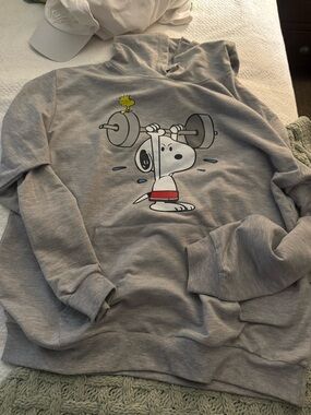 Snoopy Graphic Long Sleeve Hoodie - Gray